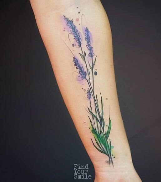 Tatuajes De Flores De Acuarela De Lavanda