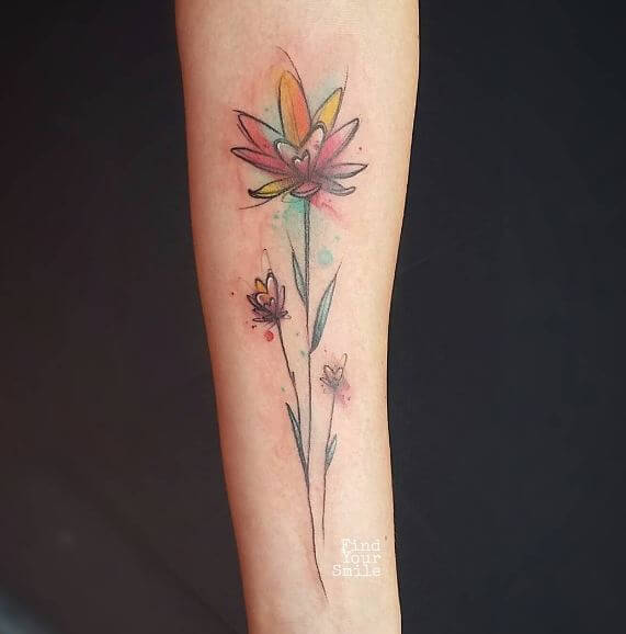 Pequeños Tatuajes De Flores De Acuarela