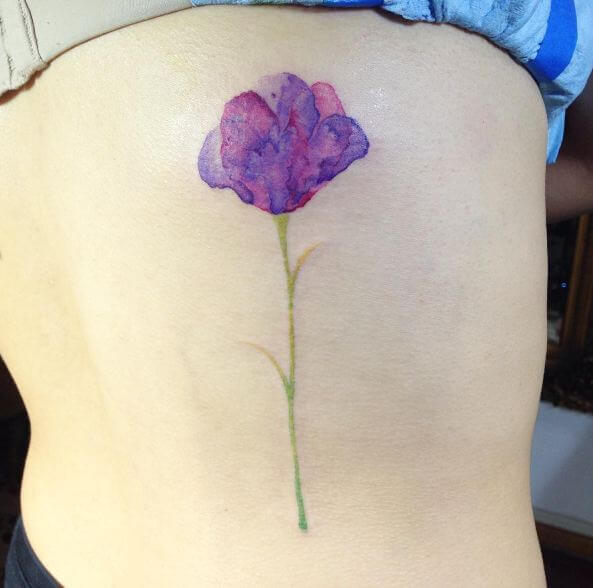 Tatuajes De Flores De Acuarela En La Espalda