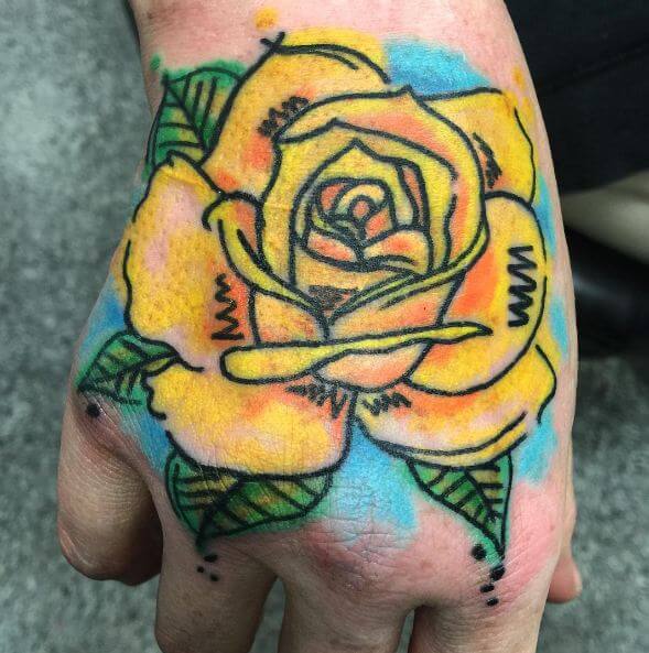 Tatuajes De Flores De Acuarela En La Mano