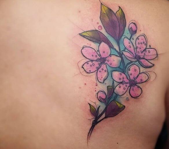 Tatuajes De Flores De Flores De Ciruelo En Acuarela