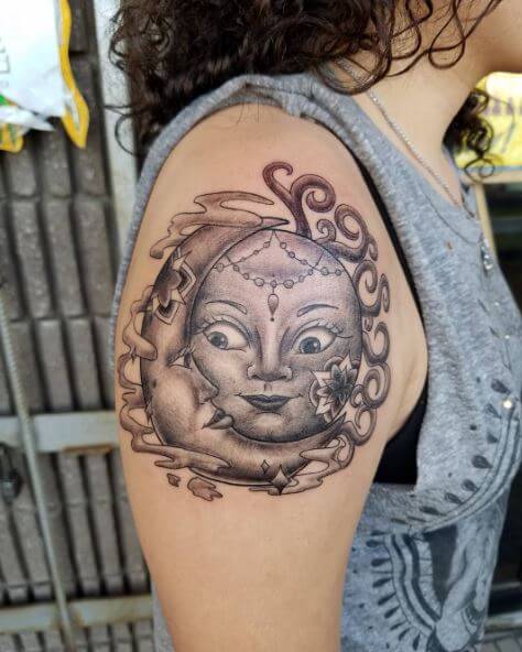 Diseño de tatuajes de sol y luna para niñas