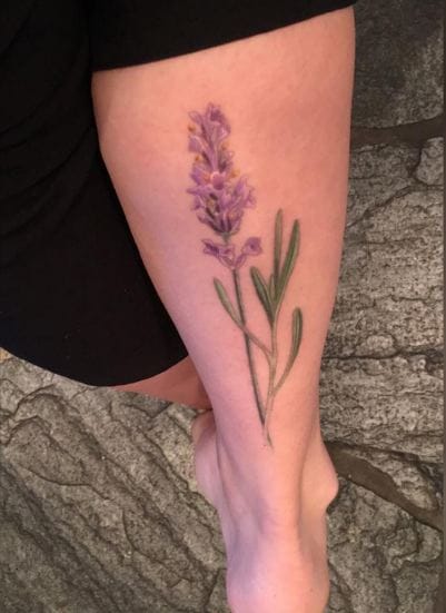 Tatuajes De Lavanda En La Pantorrilla