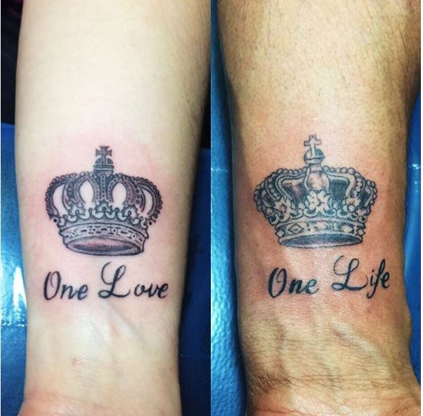 Diseño de tatuajes de rey y reina para pareja