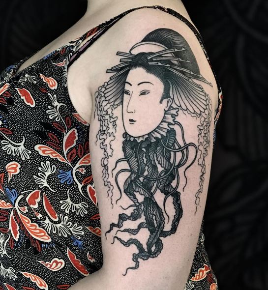 Tatuajes De Geisha En Tinta Negra