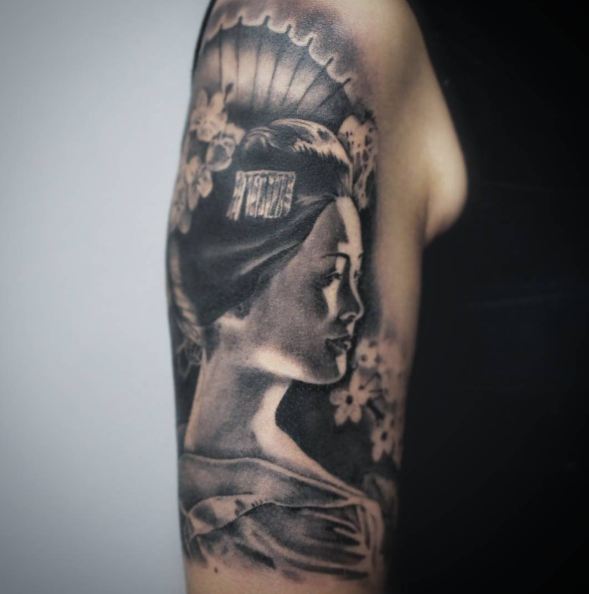 Fondo de tatuaje de geisha