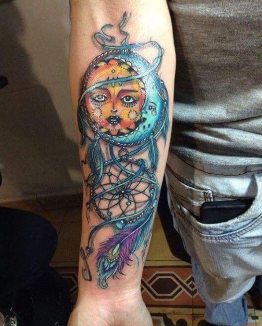 Tatuaje De Atrapasueños Sol Y Luna