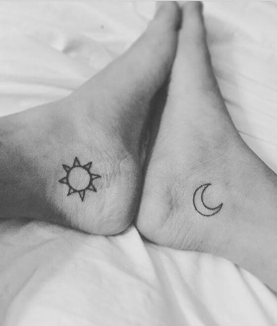 Tatuaje Sol Y Luna En El Tobillo