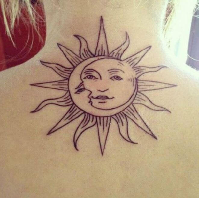 Dibujo de tatuaje de sol y luna