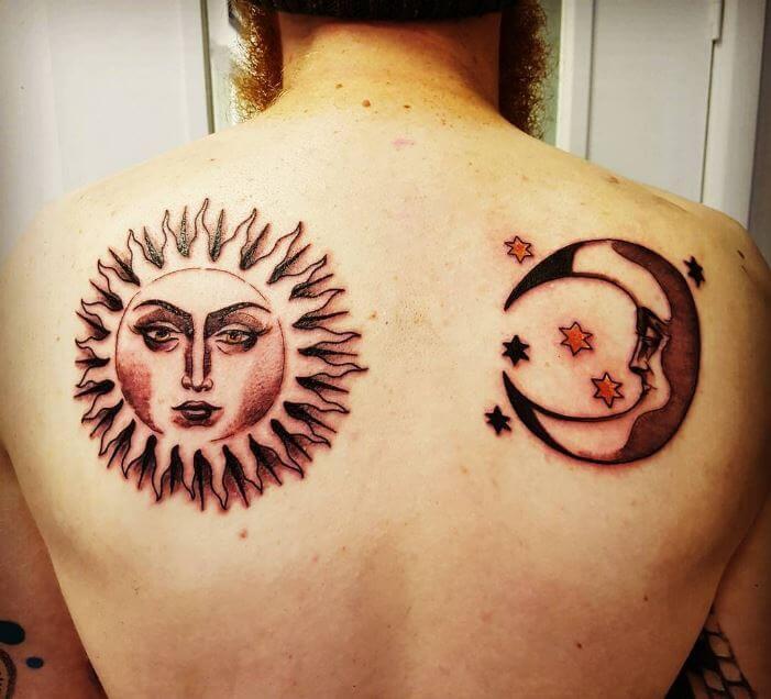 Tatuajes De Sol Y Luna En La Espalda