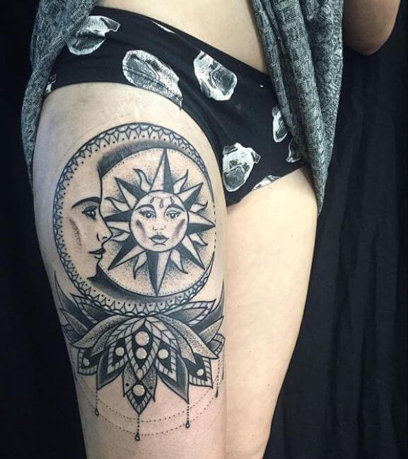 Tatuaje De Loto Sol Luna