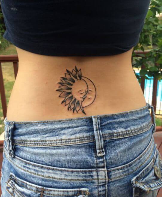 Tatuaje Sol Luna En La Espalda Baja