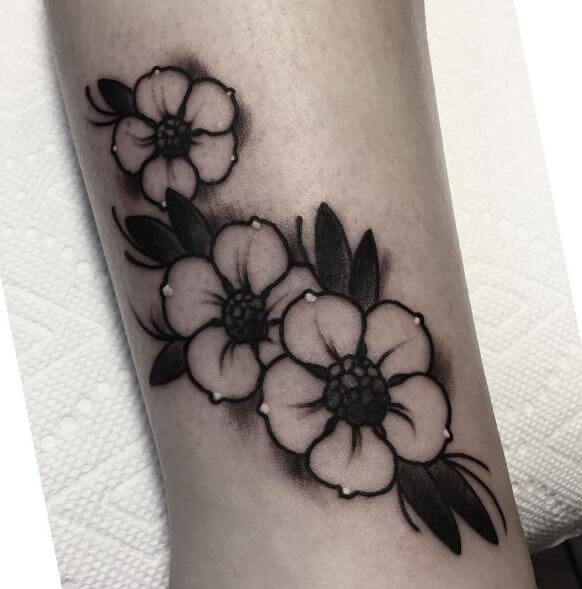 Tatuajes De Flores De Cerezo Negras Y Grises