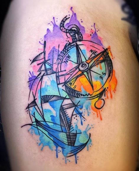Diseño fresco y elegante de tatuajes de barcos en los brazos