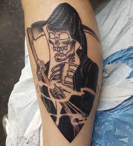 Diseño de tatuajes divertidos de Grim Reaper