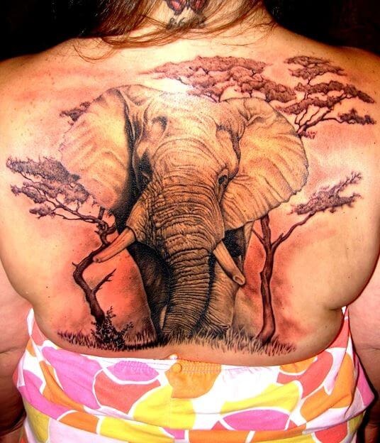 Diseño e ideas realistas de tatuajes de elefantes en 3D para mujeres