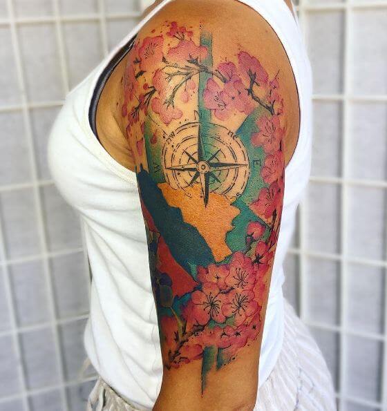 Tatuaje de ramas de flor de cerezo