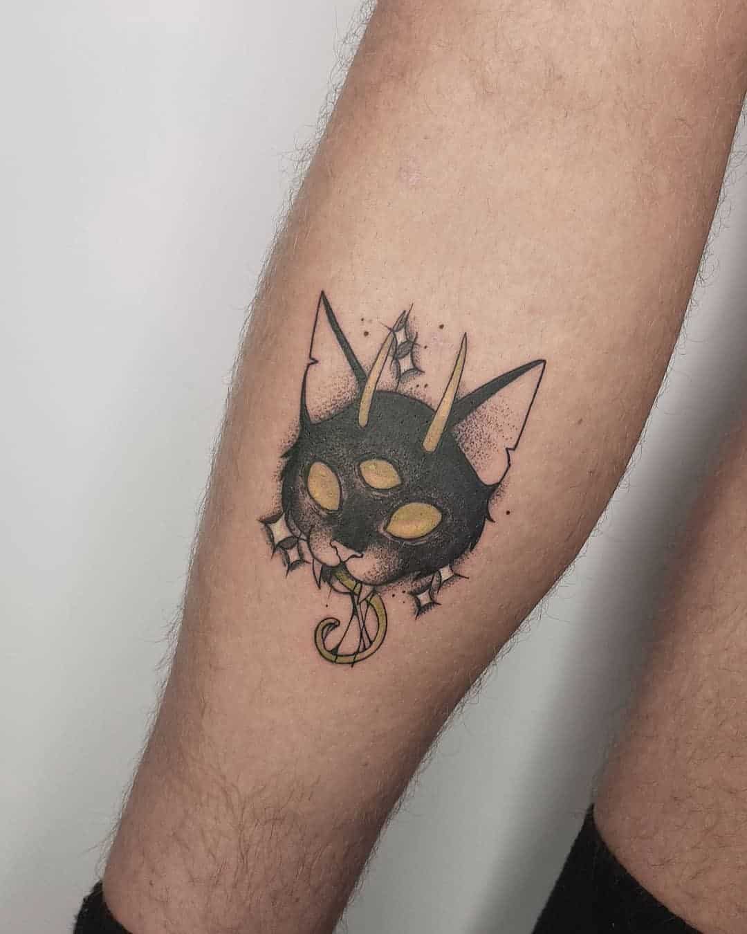 Impresión de diseño de tatuaje de gato negro