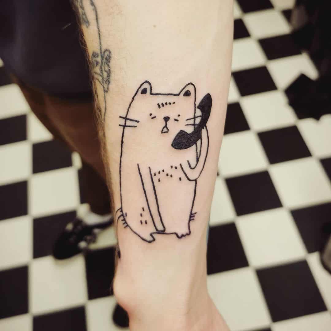 Impresión de contorno de tatuaje de gato