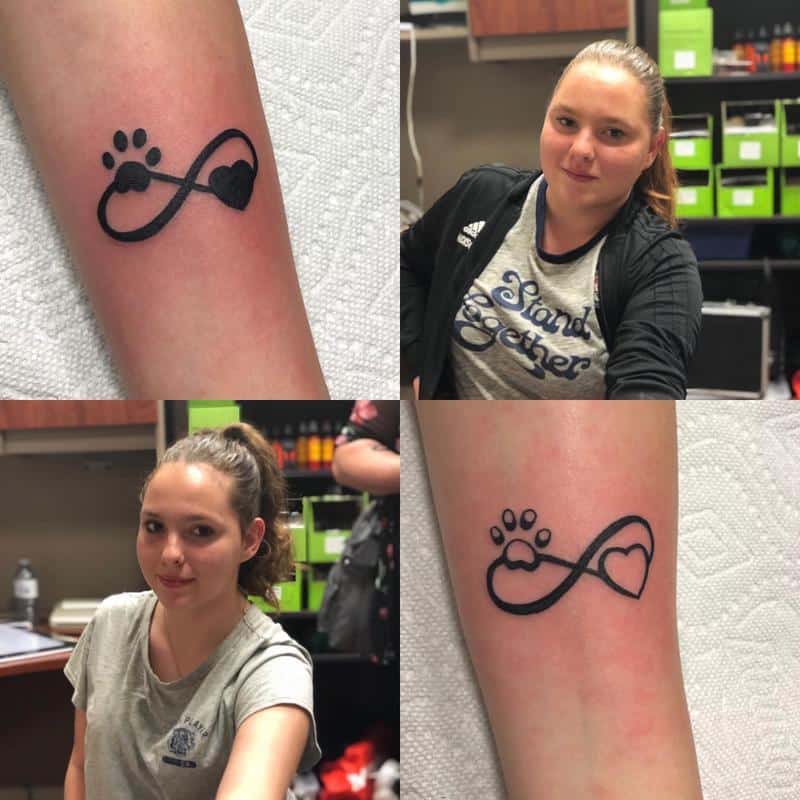 Tatuajes de la huella de la pata del símbolo del infinito 1