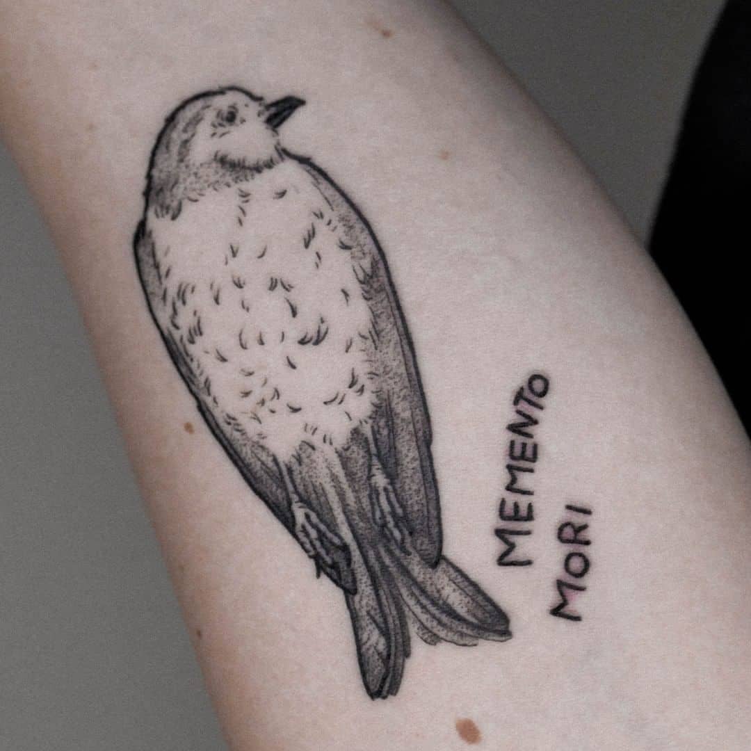 Pájaro Memento Mori Tatuaje