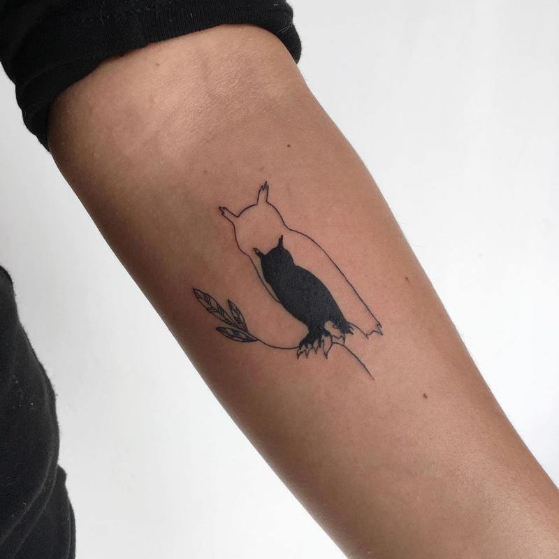 Tatuaje de búho minimalista 2