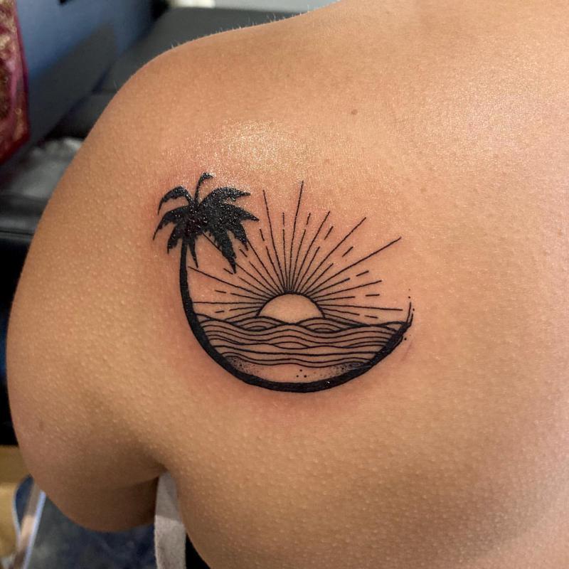Tatuaje de sol y océano 3