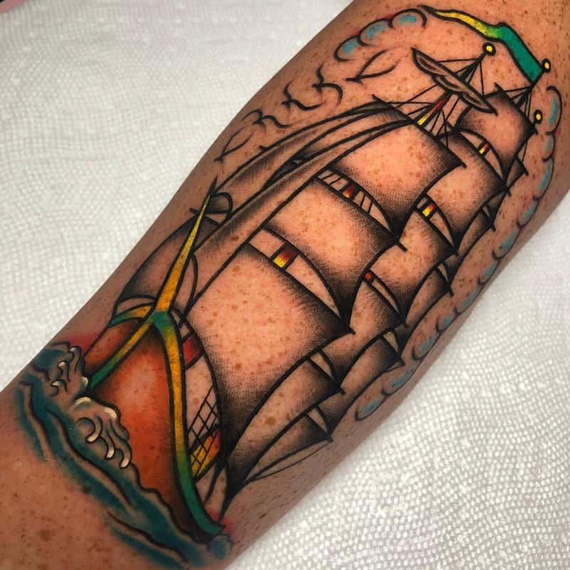 Barco/barco y océano tatuaje 2