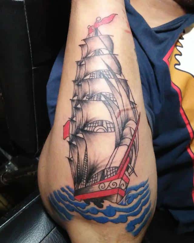 Barco/barco y océano tatuaje 3