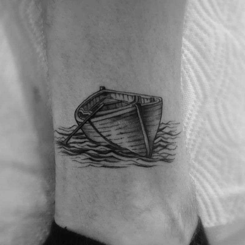 Barco/barco y océano tatuaje 4