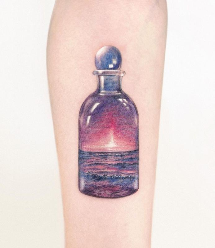 Tatuaje artístico del océano 5