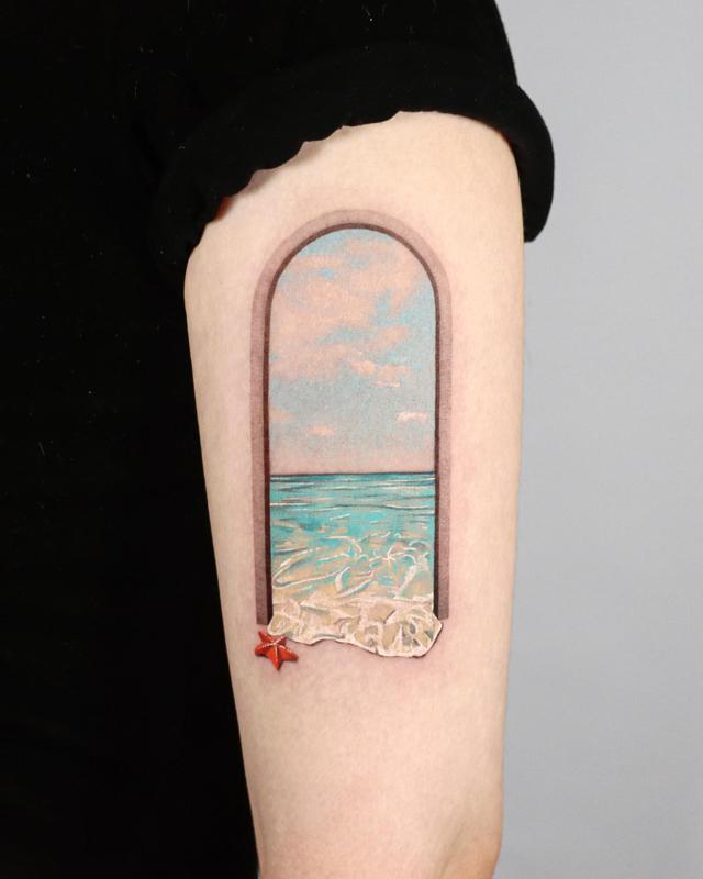 Tatuaje artístico del océano 4