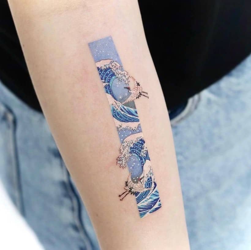 Ola Tatuaje Minimalista Blue Print 