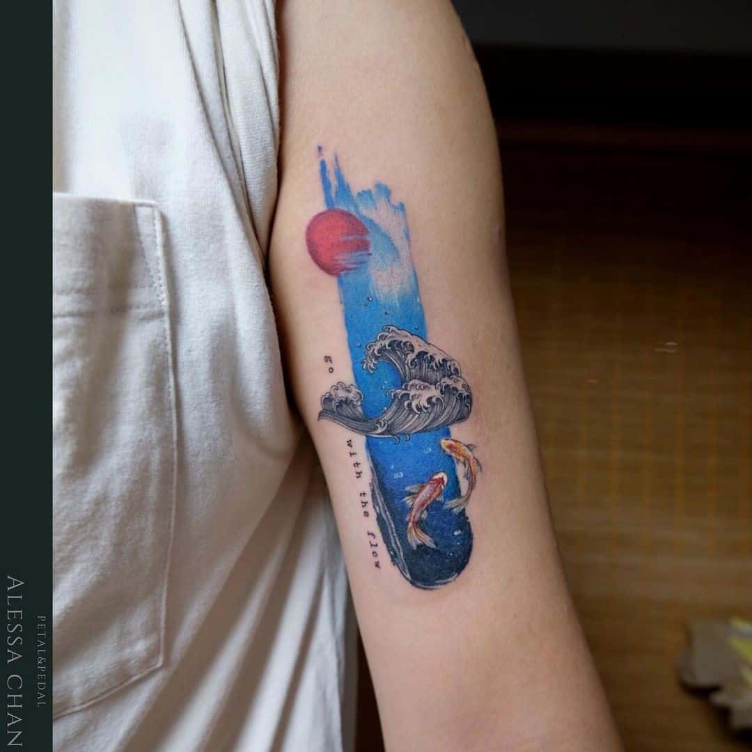 Tatuaje de onda artística única 
