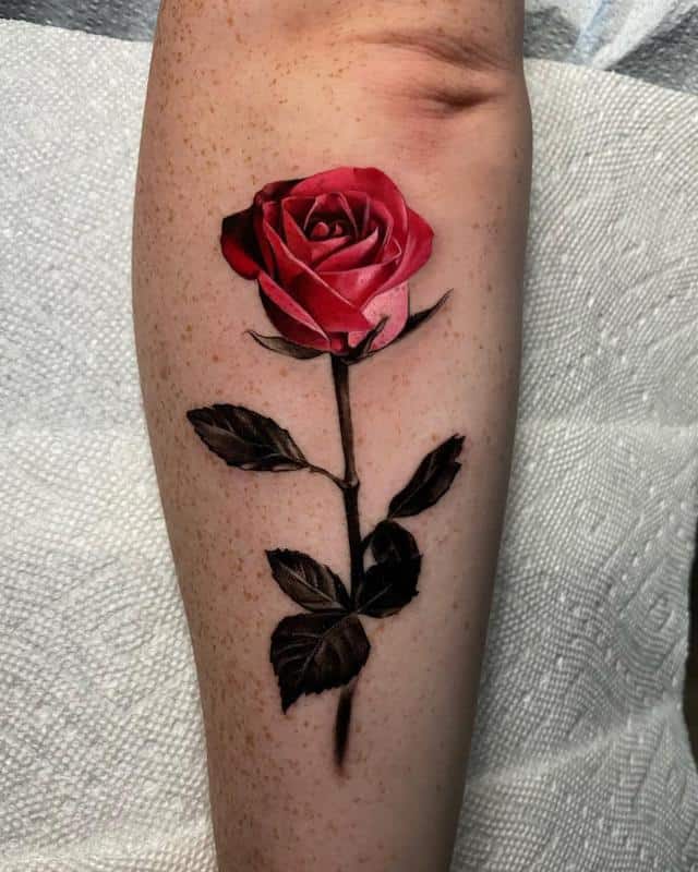 tatuaje de rosa en el brazo