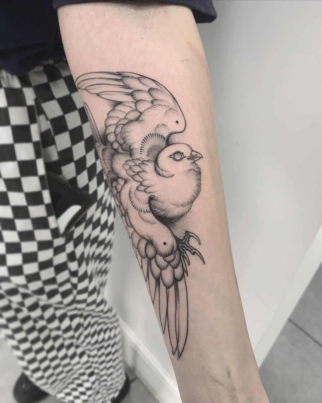 Tatuaje de paloma femenina