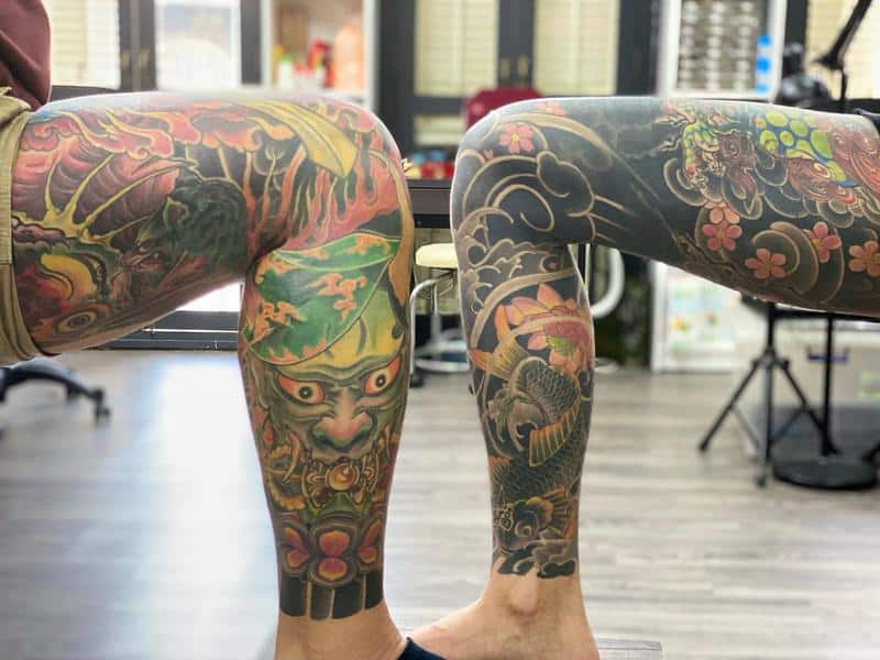 tatuaje japonés en la rodilla 1