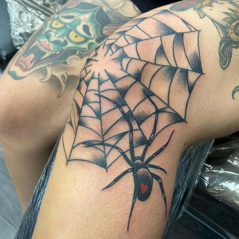 Spiderweb Rodilla Tatuajes 2
