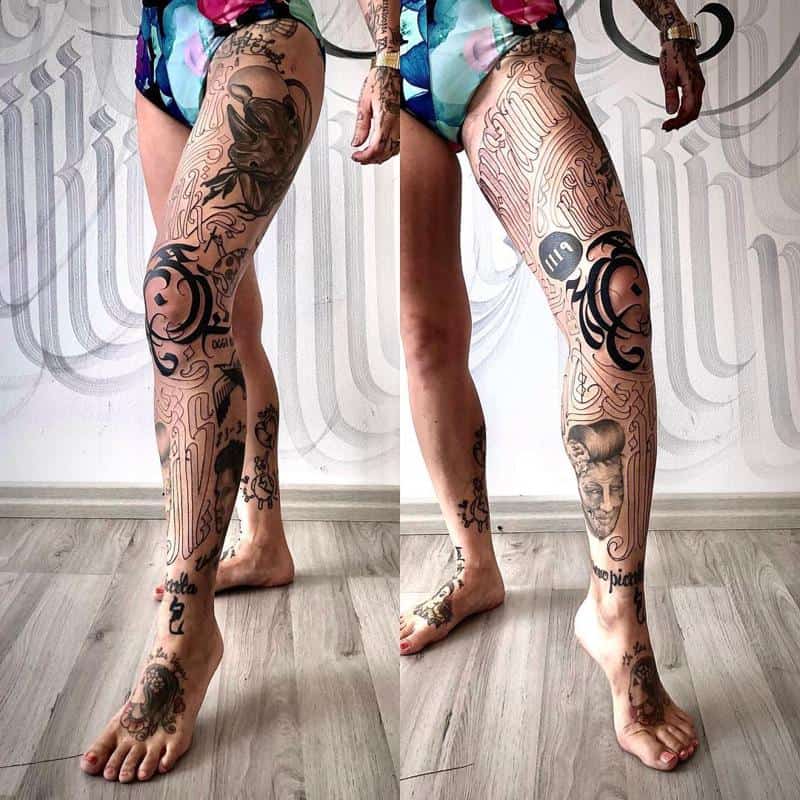 Tatuaje tribal en la rodilla 2