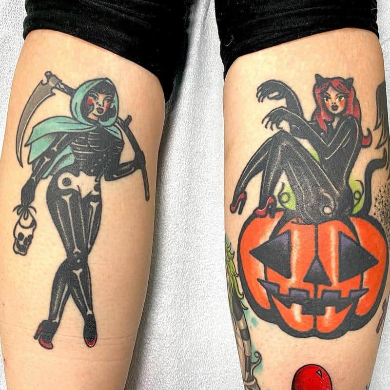 Diseños de tatuajes de Pin Up de Halloween