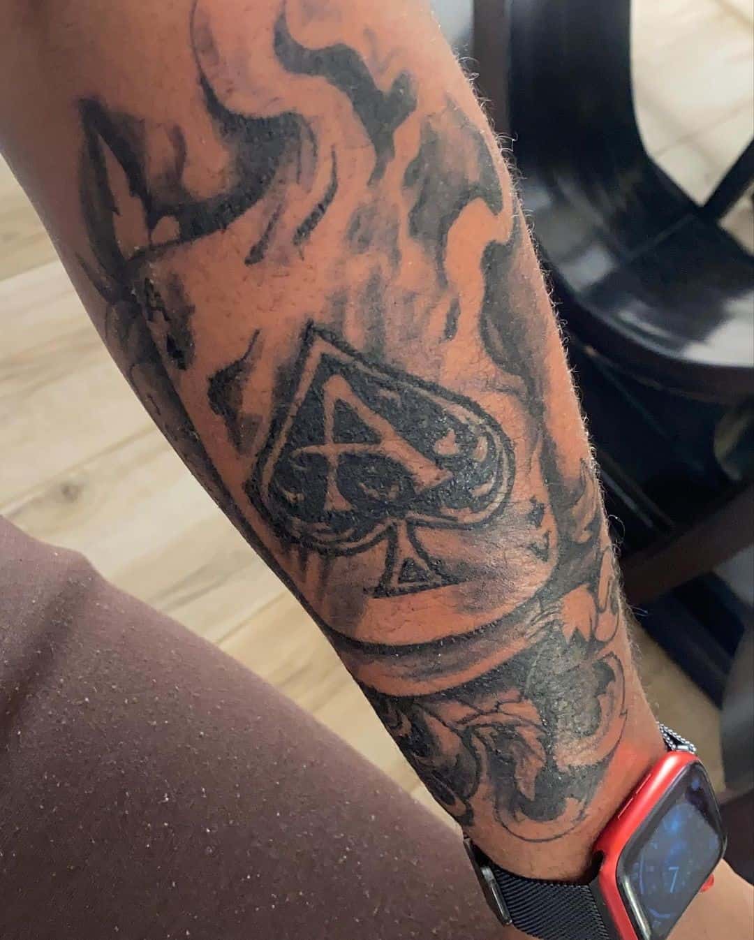 Tatuaje De Ace Detallado Negro 