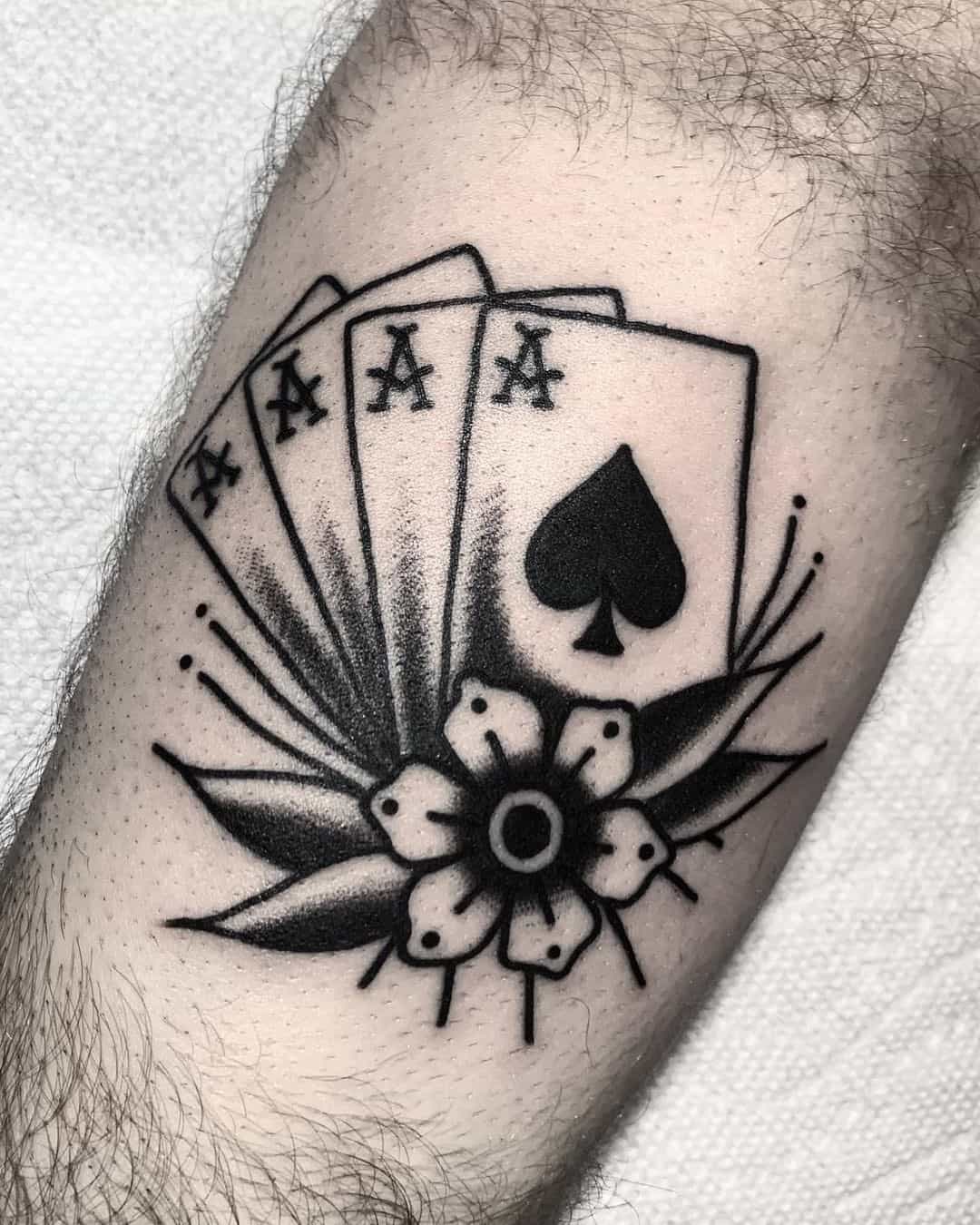 Tatuaje De Cuatro Cartas As 