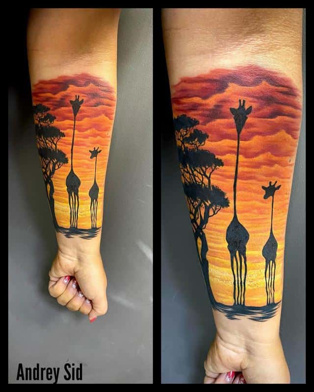 Tatuaje de paisaje africano/naturaleza 3