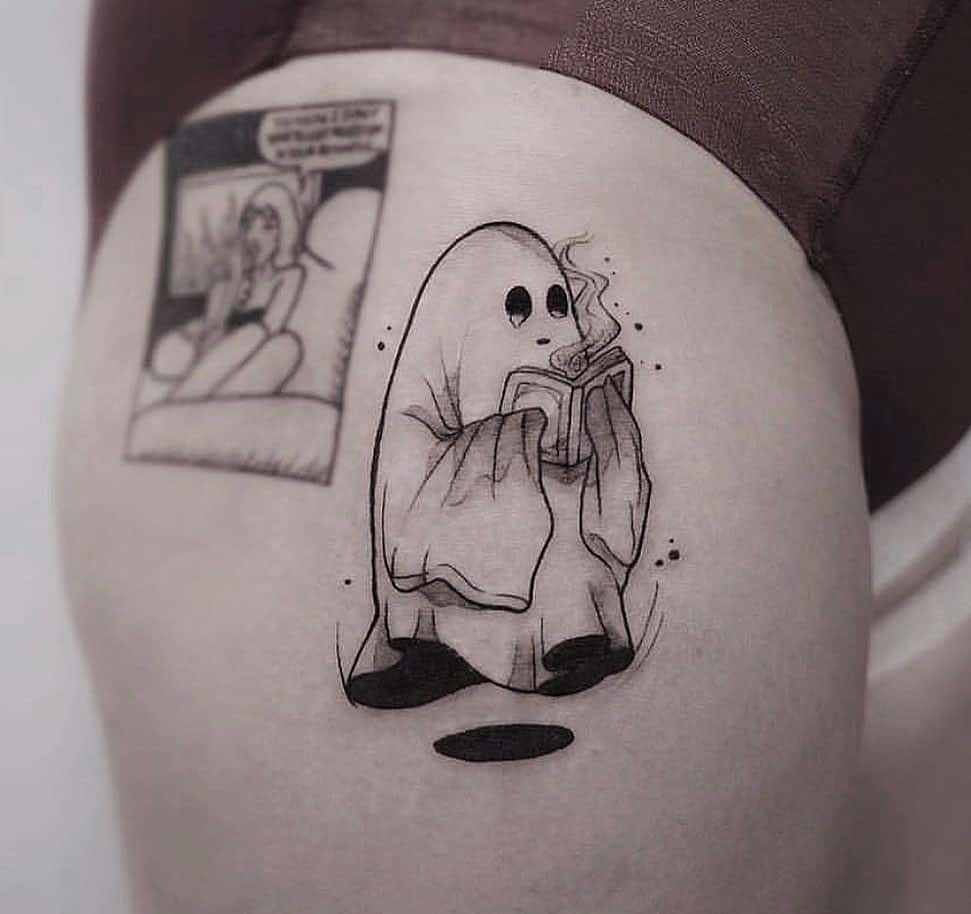 Fantasma tatuaje ideas muslo tinta 