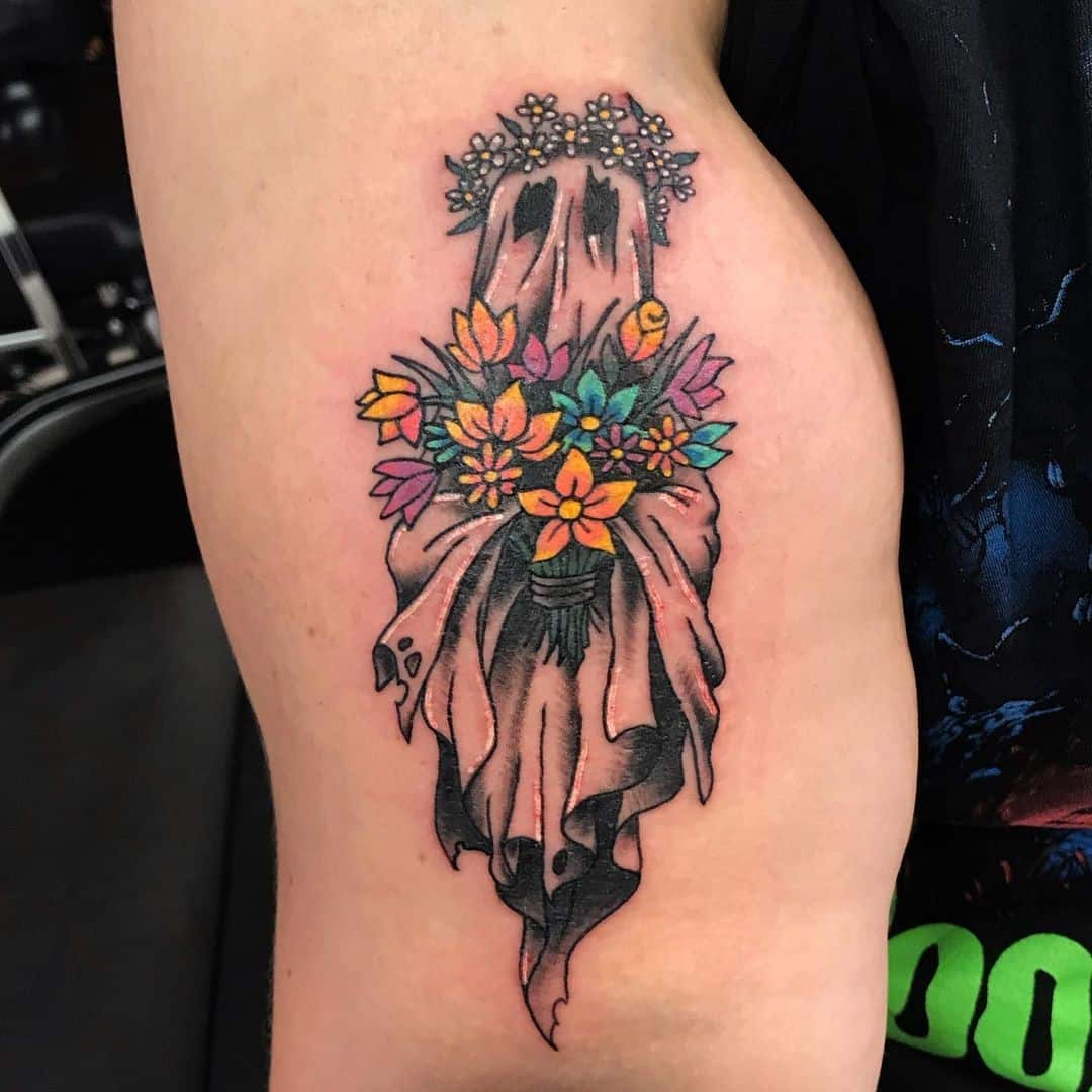 Ideas de tatuajes fantasma Concepto de flor 
