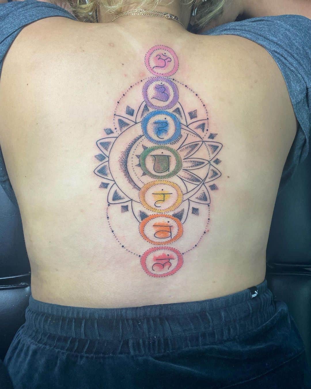 Ideas de tatuajes de chakras en la espalda 