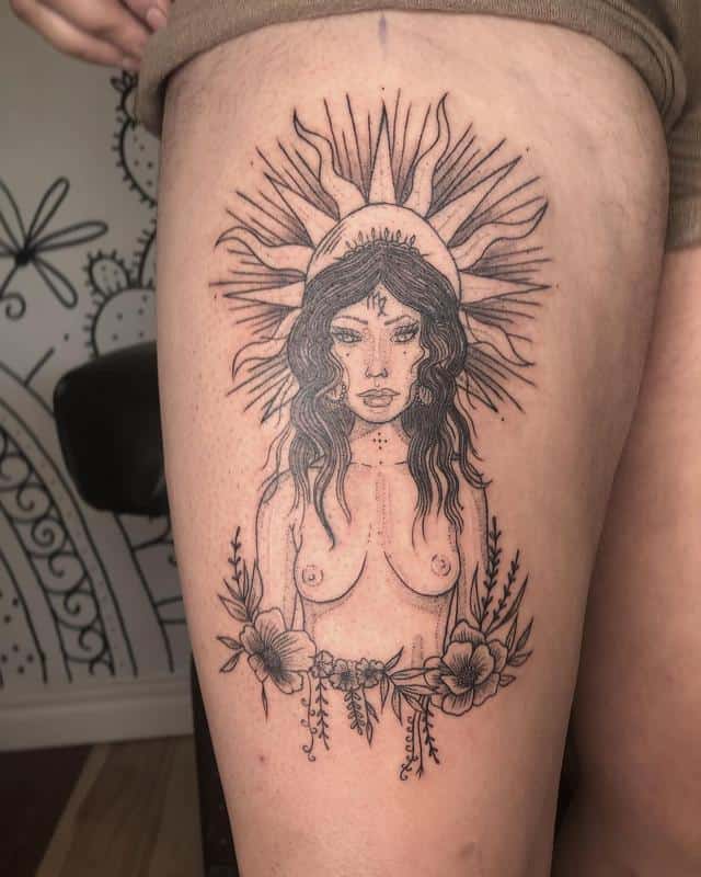 Tatuaje De Virgo Con Contorno De Dama 1