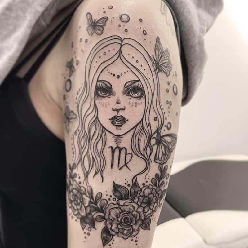 Tatuaje De Virgo Con Contorno De Dama 2