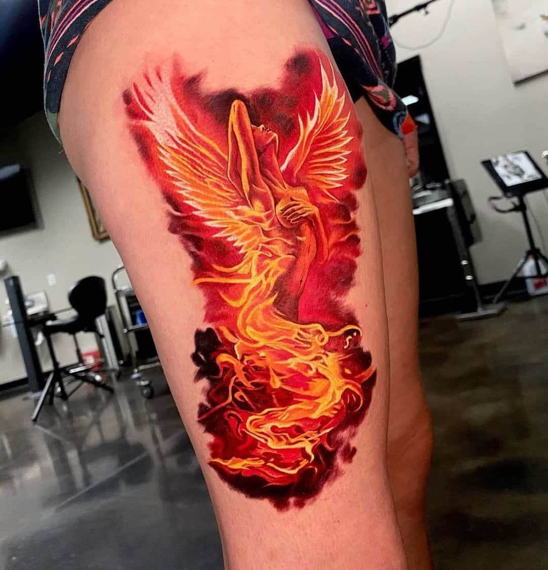 Tatuaje De Fénix De Fuego 