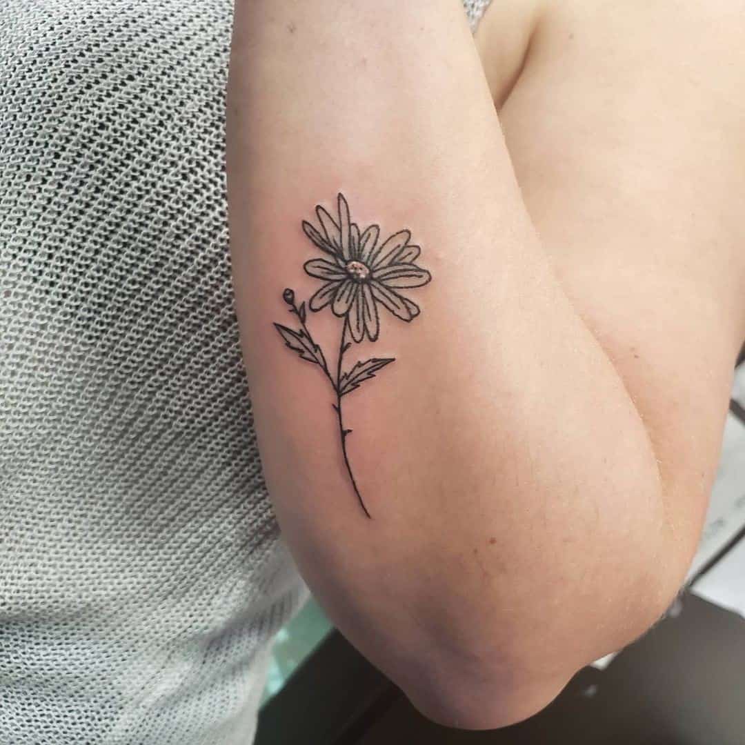 Pequeño tatuaje de flor de aster minimalista 